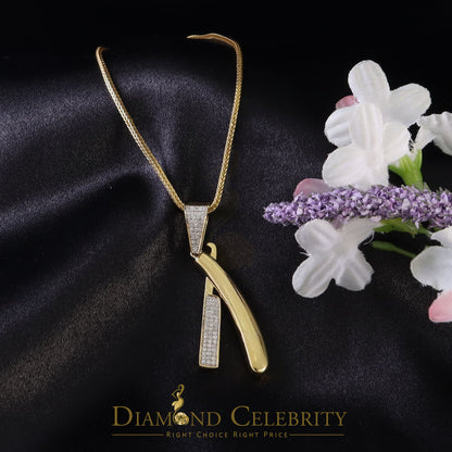 DiamondCelebritees  Real 0.33ct Diamond Sterling Silver Fashion EDGE RAZOR Charm Yellow Pendant