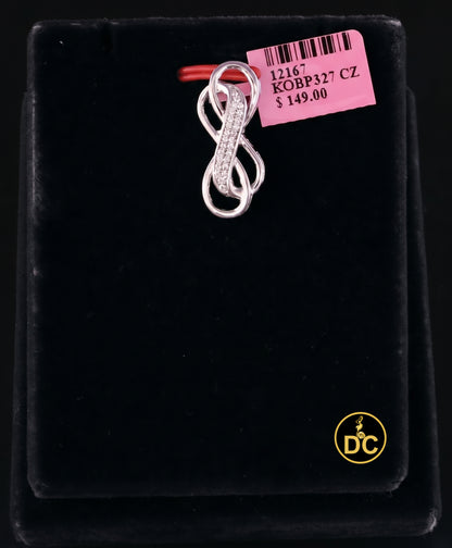 DiamondCelebritees 925 Sterling Silver White Double Infinite 0.25ct Cubic Zirconia 1INCH Pendant
