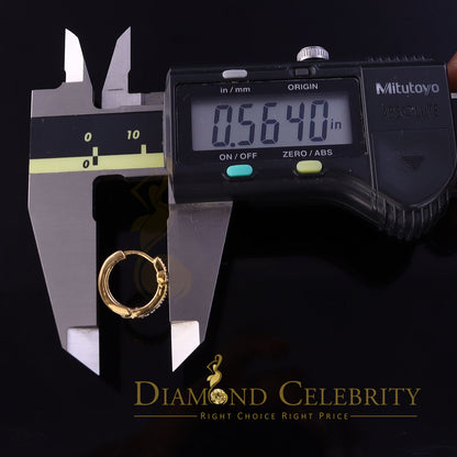 DiamondCelebritees 0.15ct Diamond 925 Sterling Silver Yellow Hoop Stud cross Earring For Men /Women