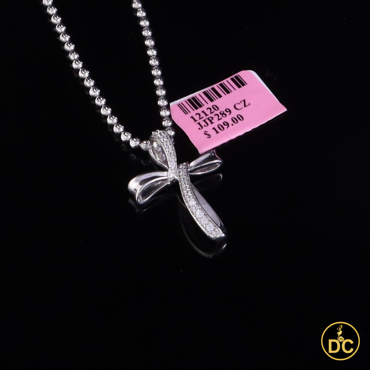 DiamondCelebritees 925 Sterling Silver 1.00INCH White Infinity CROSS Pendant 0.31ct Cubic Zirconia