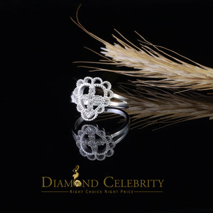DiamondCelebritees Religious White 925 Sterling Silver Cross in Heart CZ Women's Ring Size 9