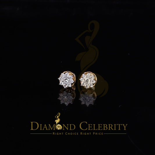 DiamondCelebritees  Yellow 925 Silver Cubic 0.14ct Zirconia Women's & Men's Hip Hop Flower Earrings