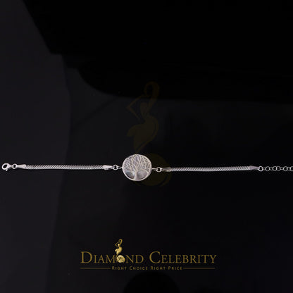 DiamondCelebritees White 925 Sterling Silver Women's Mother Of Pearl Tree Of Life Bracelet Size 8