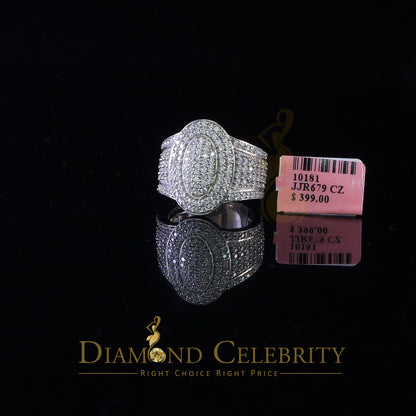 DiamondCelebritees 925 Silver White 7.50ct Cubic Zirconia Oval Engagement Men's Ring Size 9.5