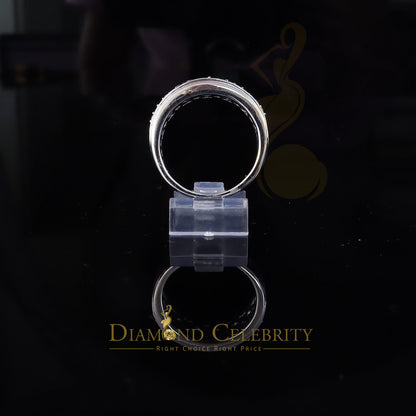 DiamondCelebritees White Silver Round Cubic Zirconia 1.25ct Men Adjustable Ring From SZ 10 to 12