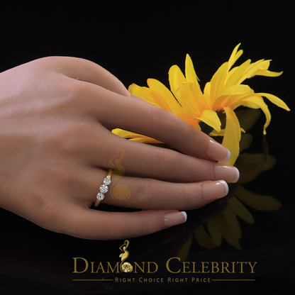 DiamondCelebritees 925 Yellow Silver Cubic Zirconia 1.25 ct Past Present Future Women's Ring Size 7