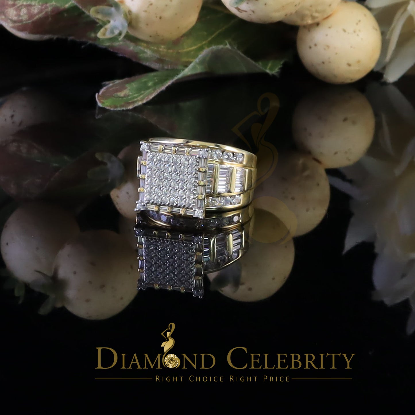 DiamondCelebritees 6.04ct Yellow Cubic Zirconia 925 Silver Engagement Square Womens Ring Size 8