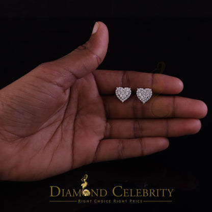 DiamondCelebritees Genuine 1.10ct Vvs 'D' Color Moissanite Heart Earring 10k Real Yellow Gold