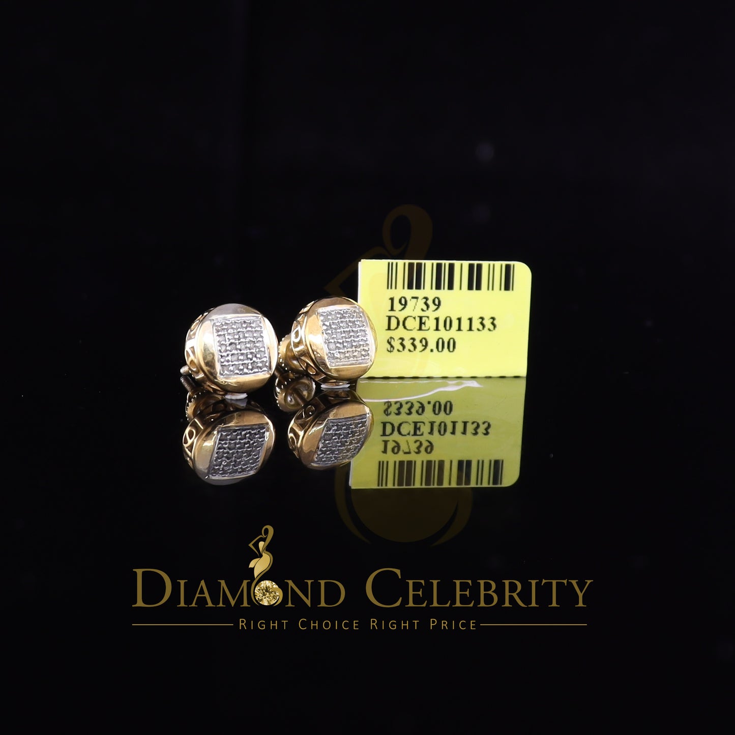 DiamondCelebritees 0.15ct Real Diamond 925 Sterling Silver Yellow For Women's & Men's Round Earring