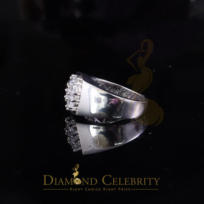 DiamondCelebritees Men's 925 Sterling White Silver Floral 2.30ct Cubic Zirconia Style Ring Size 9