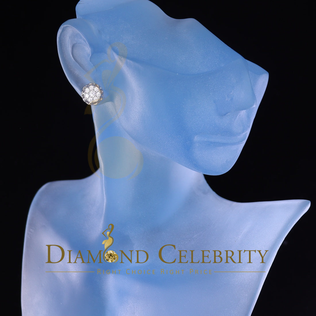 DiamondCelebritees  1.14ct Cubic Zirconia 925 White Silver Women's & Men's Hip Hop Flower Earrings
