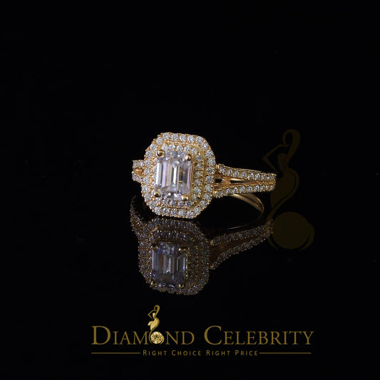 King Of Blings  10K Yellow Gold 2.00CT 'VVS' 'FL' D clr Emerlard Cut Moissonite Womens Ring S/7