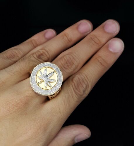 0.40ct Diamond with. Yellow Silver Round Mens's Adjustable Ring From SZ 10 to 12
