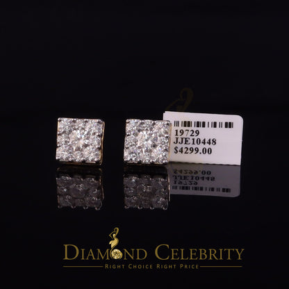 DiamondCelebritees Real Moissanite Square Earrings 10k Real Yellow Gold 4.50ct VVS 'D' Color