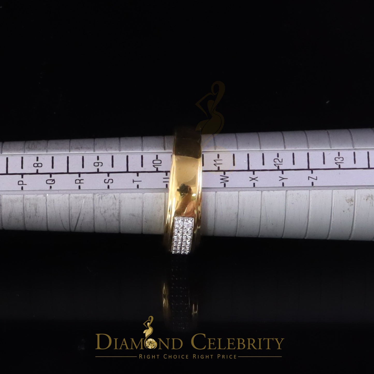 DiamondCelebritees Men's 1.25ct Cubic Zirconia Yellow Silver Round Adjustable Ring From SZ 9 to 11