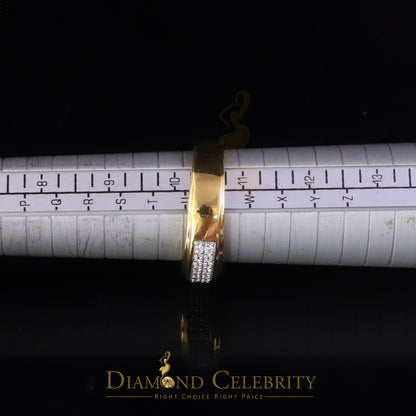 DiamondCelebritees Men's 1.25ct Cubic Zirconia Yellow Silver Round Adjustable Ring From SZ 9 to 11
