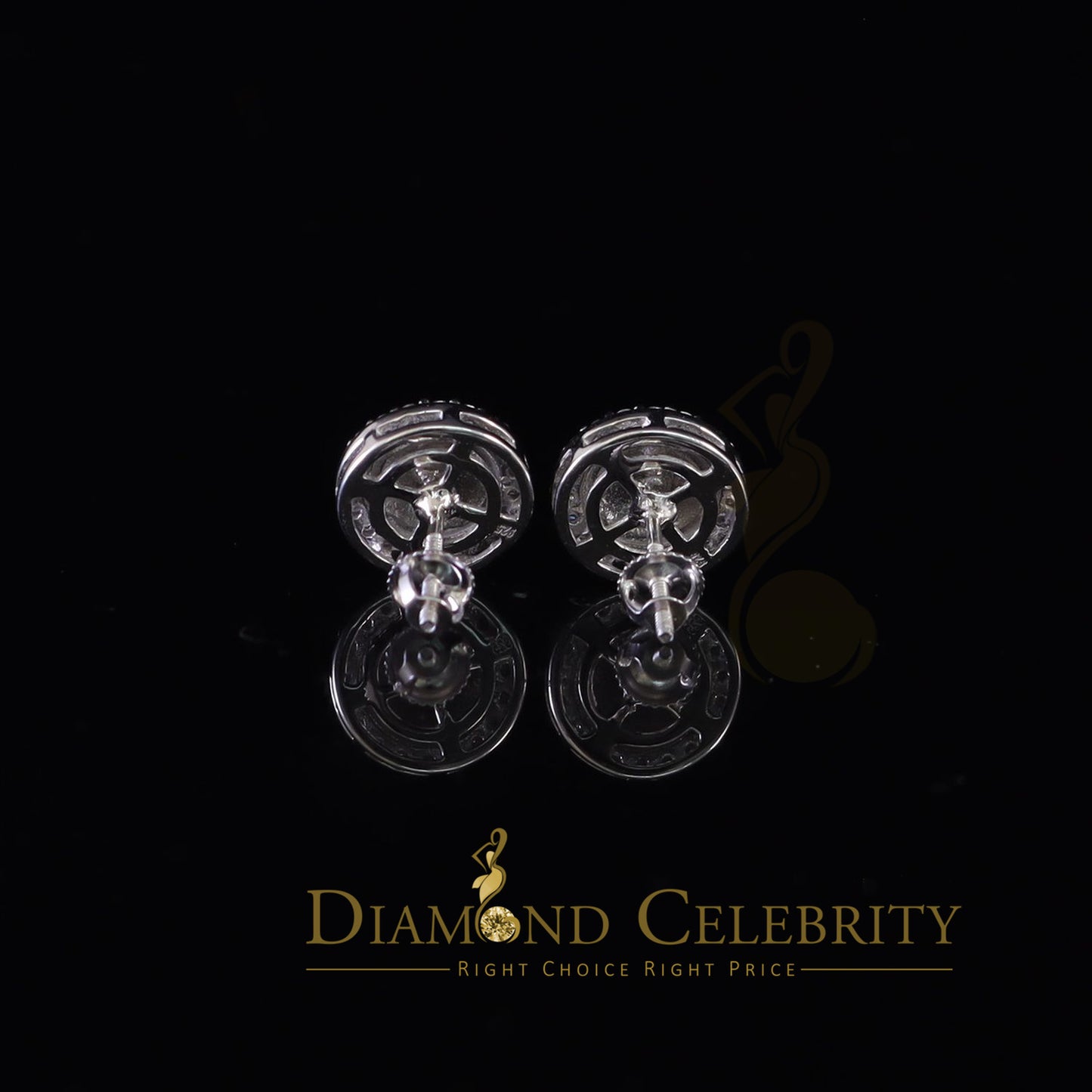 Diamondcelebritees 1.50ct Moissanite White 925 Sterling Silver Women's Circle Shape Nugget Earrings