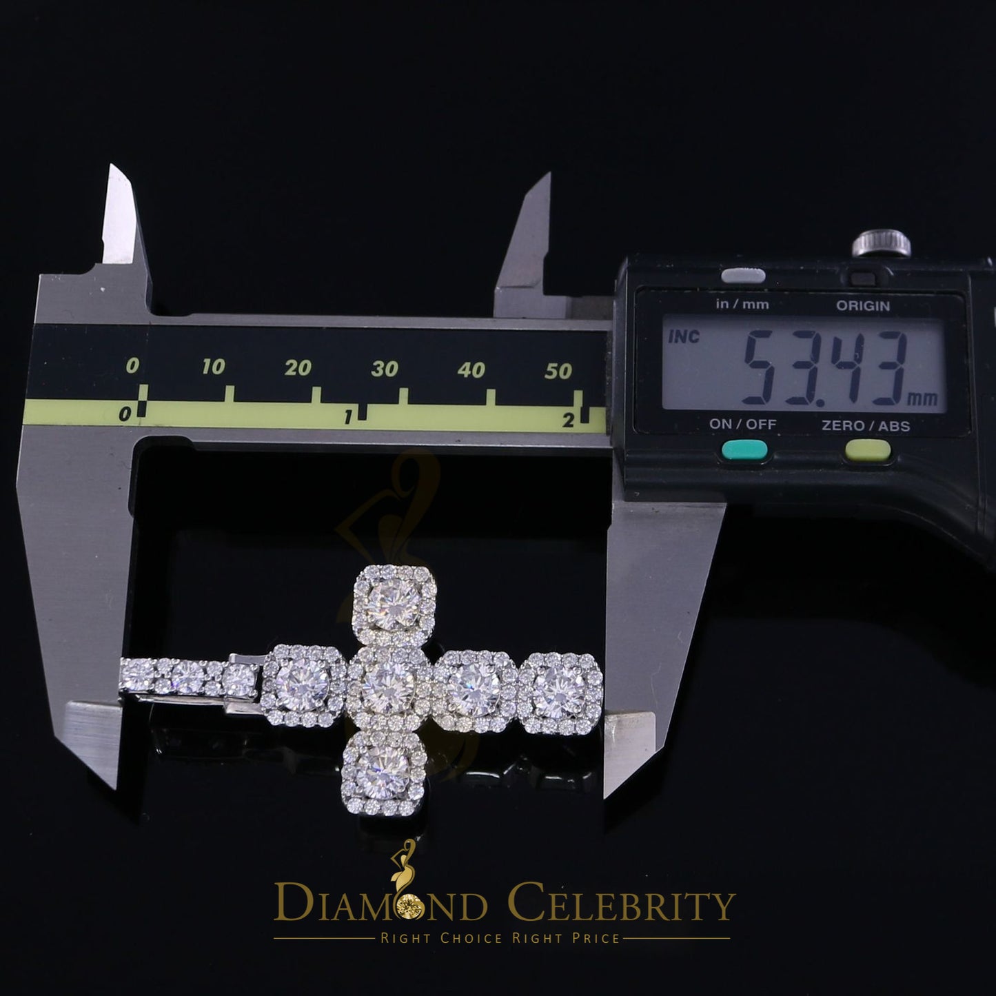 DiamondCelebritees White Sterling Silver 925 CROSS Pendant Shape Pendant with 8.03ct Cubic Zirconia