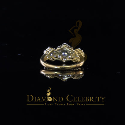 DiamondCelebritees 925 Sterling YellowSilver Cubic Zirconia 5.50ct Floral Set Womens Ring Size 6.50