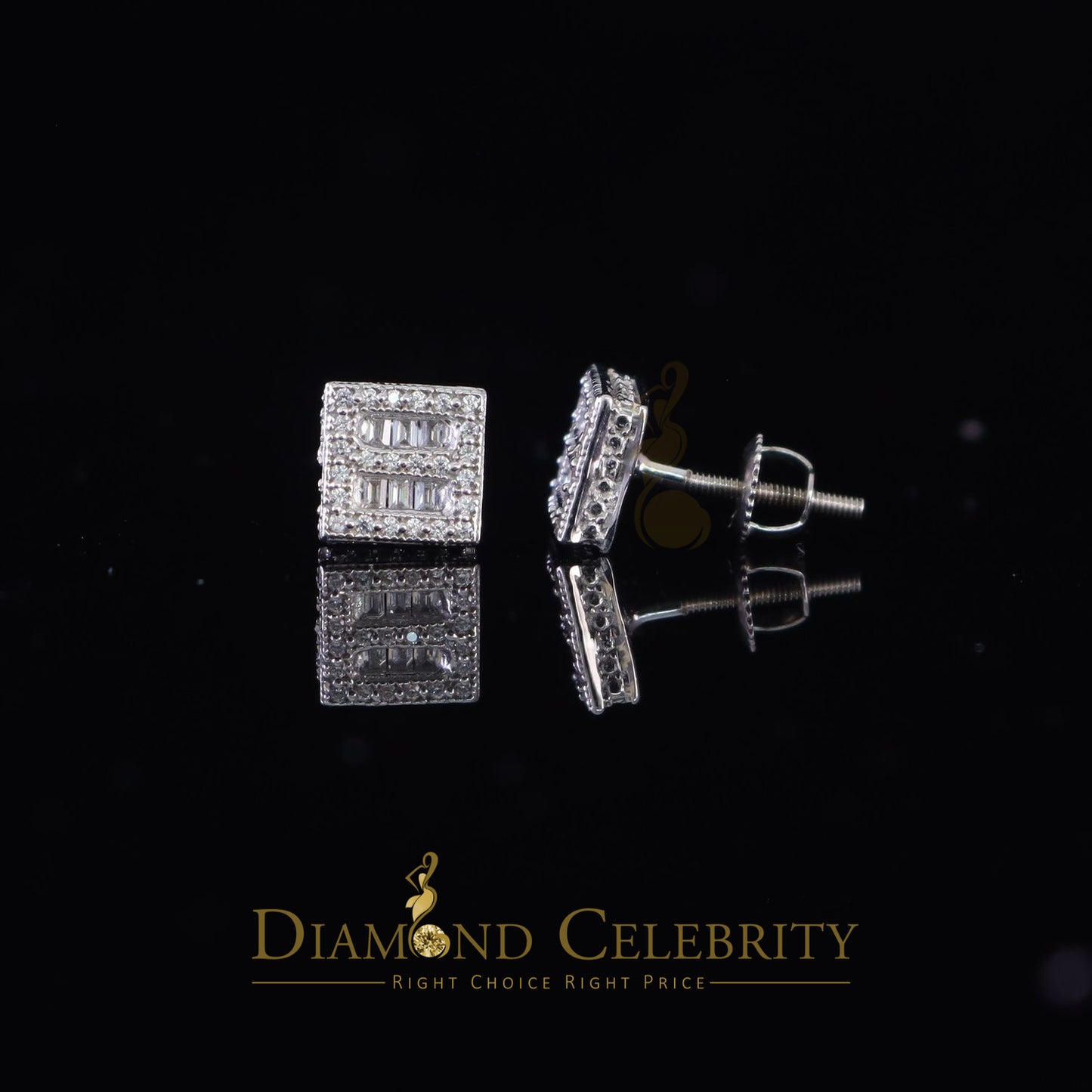 DiamondCelebritees  925 Sterling White Silver 1.03ct Cubic Zirconia Square Women's Stud Earrings