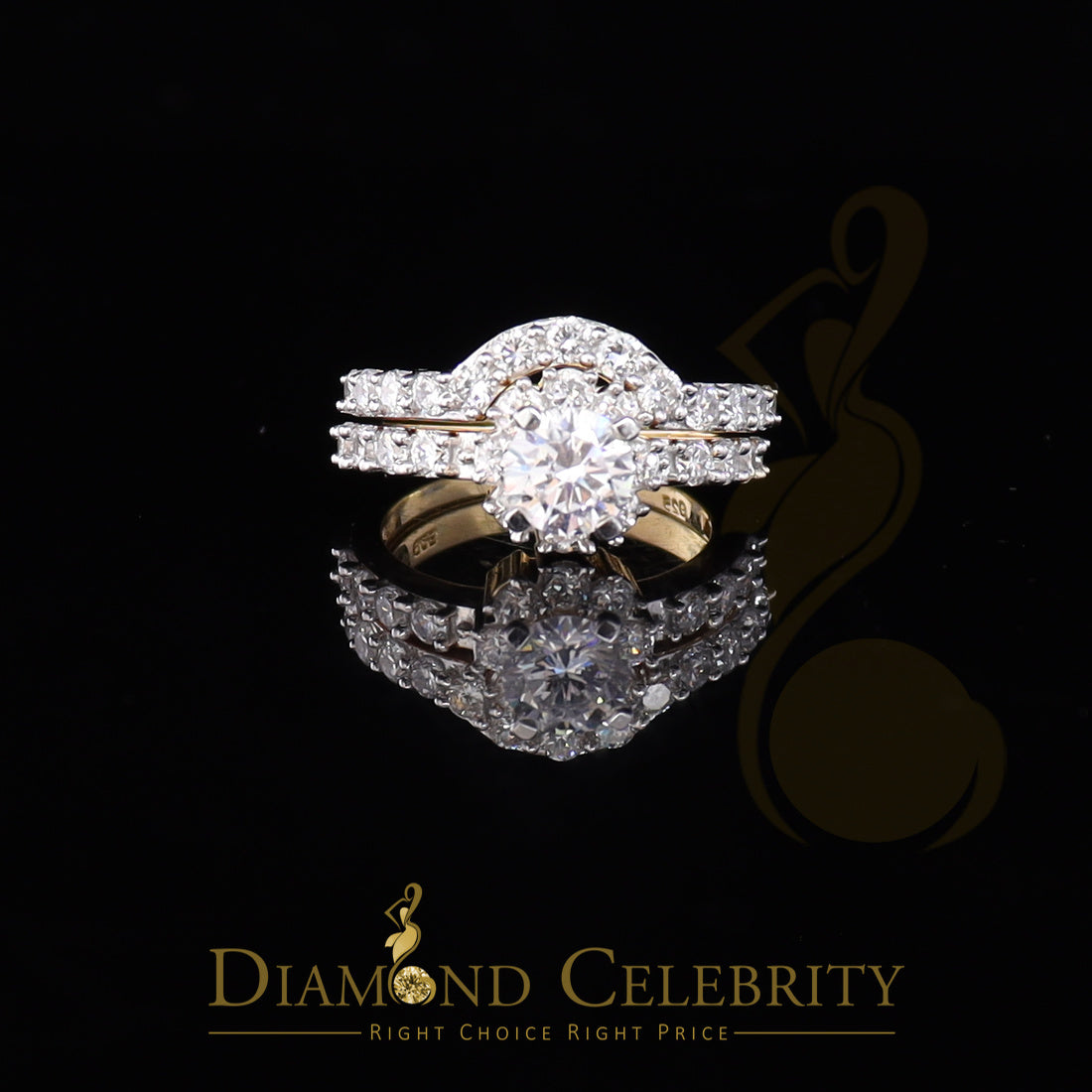 DiamondCelebritees 5.25ct Yellow 925 Sterling Silver Round Cubic Zirconia Women Bridal Ring Size 8
