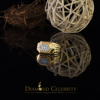 DiamondCelebritees 925 Sterling Yellow Silver 0.39ct Cubic Zirconia Hexagon Men Ring Size 9