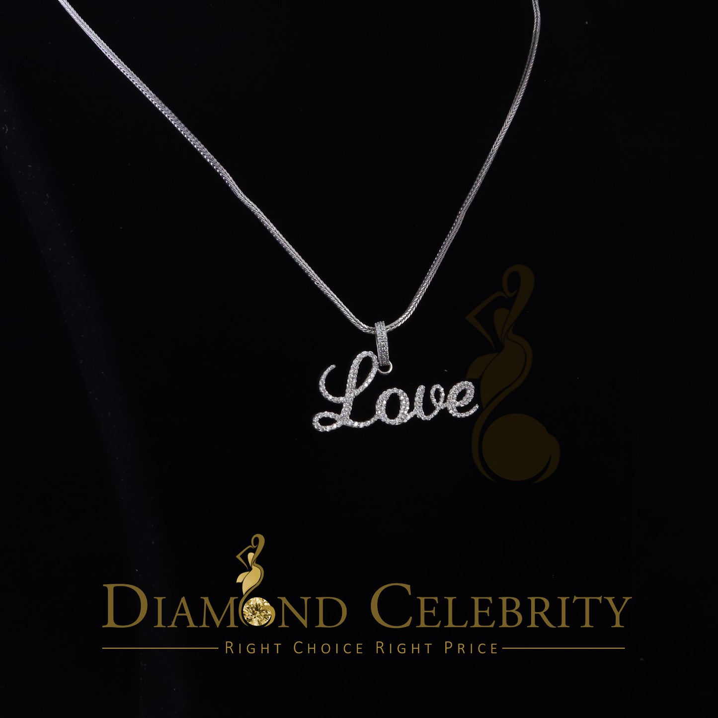 DiamondCelebritees White Attractive" LOVE" Letter 925 Sterling Silver Pendant 2.08ct Cubic Zirconia