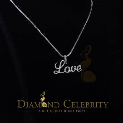 DiamondCelebritees White Attractive" LOVE" Letter 925 Sterling Silver Pendant 2.08ct Cubic Zirconia