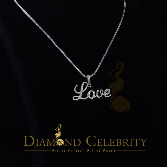 DiamondCelebritees White Attractive" LOVE" Letter 925 Sterling Silver Pendant 2.08ct Cubic Zirconia