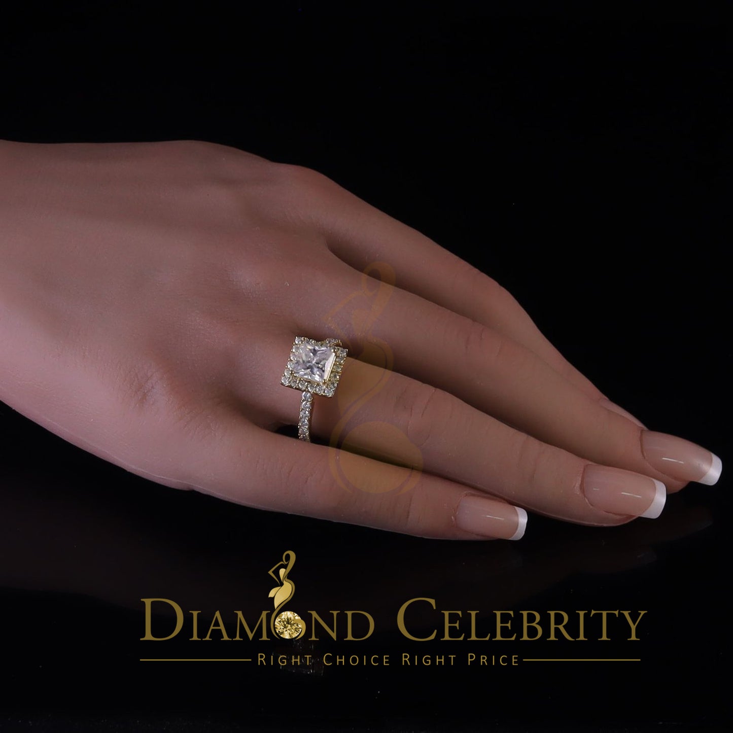 King Of Blings  10K Yellow Gold 3.00CT 'VVS' 'FL' D clr Moissonite Womens Engagement Ring S/7