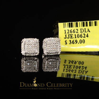 DiamondCelebritees 0.25ct Diamond 925 stud Sterling Silver White Square Earring For Men / Women