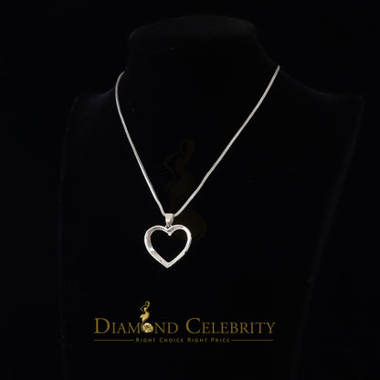 DiamondCelebritees  Real 0.12CT Diamond HEART in 925 Sterling Silver White Charm Necklace Pendant