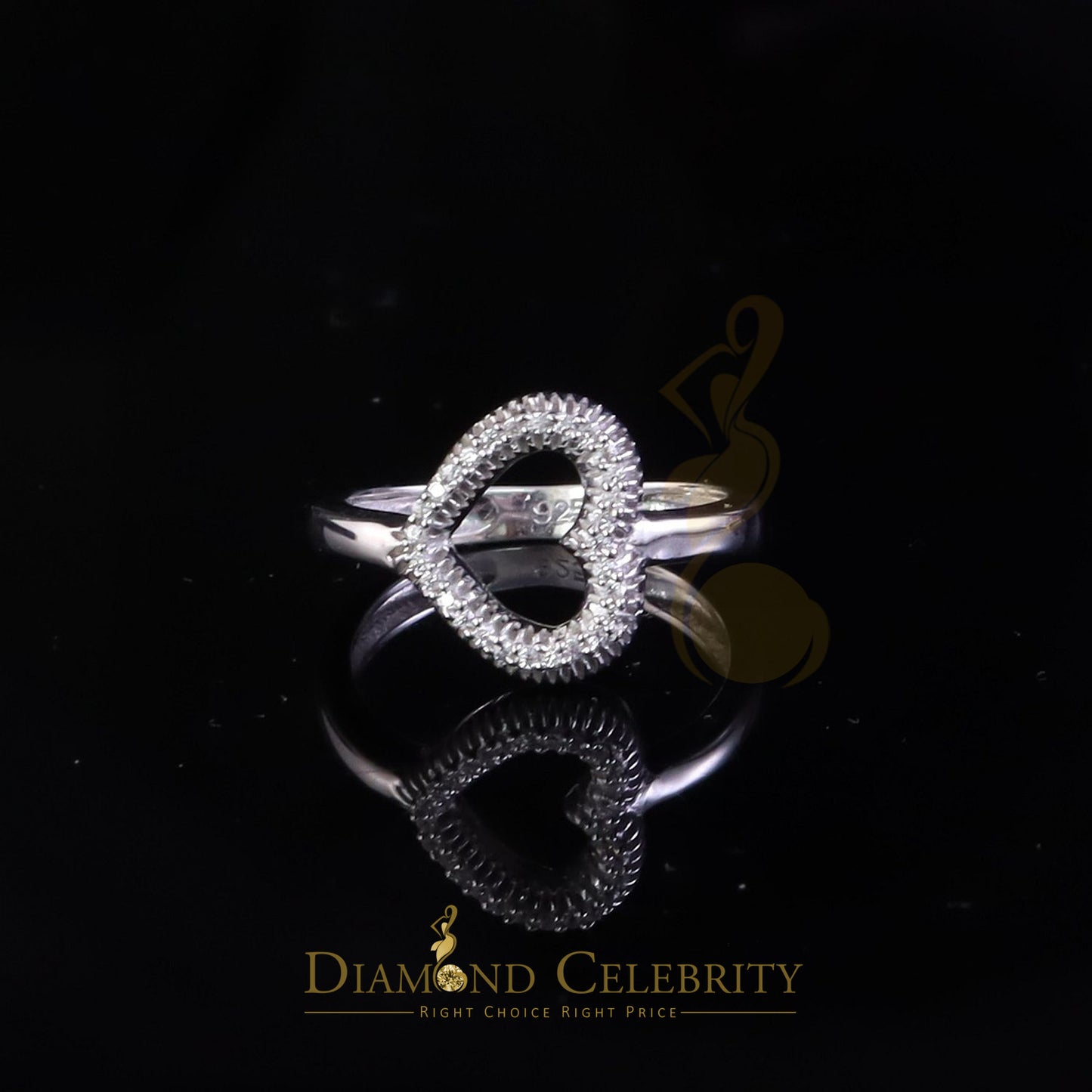 DiamondCelebritees White 925 Sterling Silver 0.22ct Cubic Zirconia Promise Heart Women's Ring SZ 7