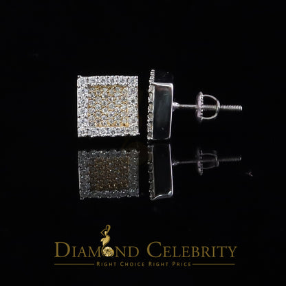 Diamondcelebritees 925 White Silver 0.80ct VVS 'D' Moissanite Square Stud Earring Men's/Womens