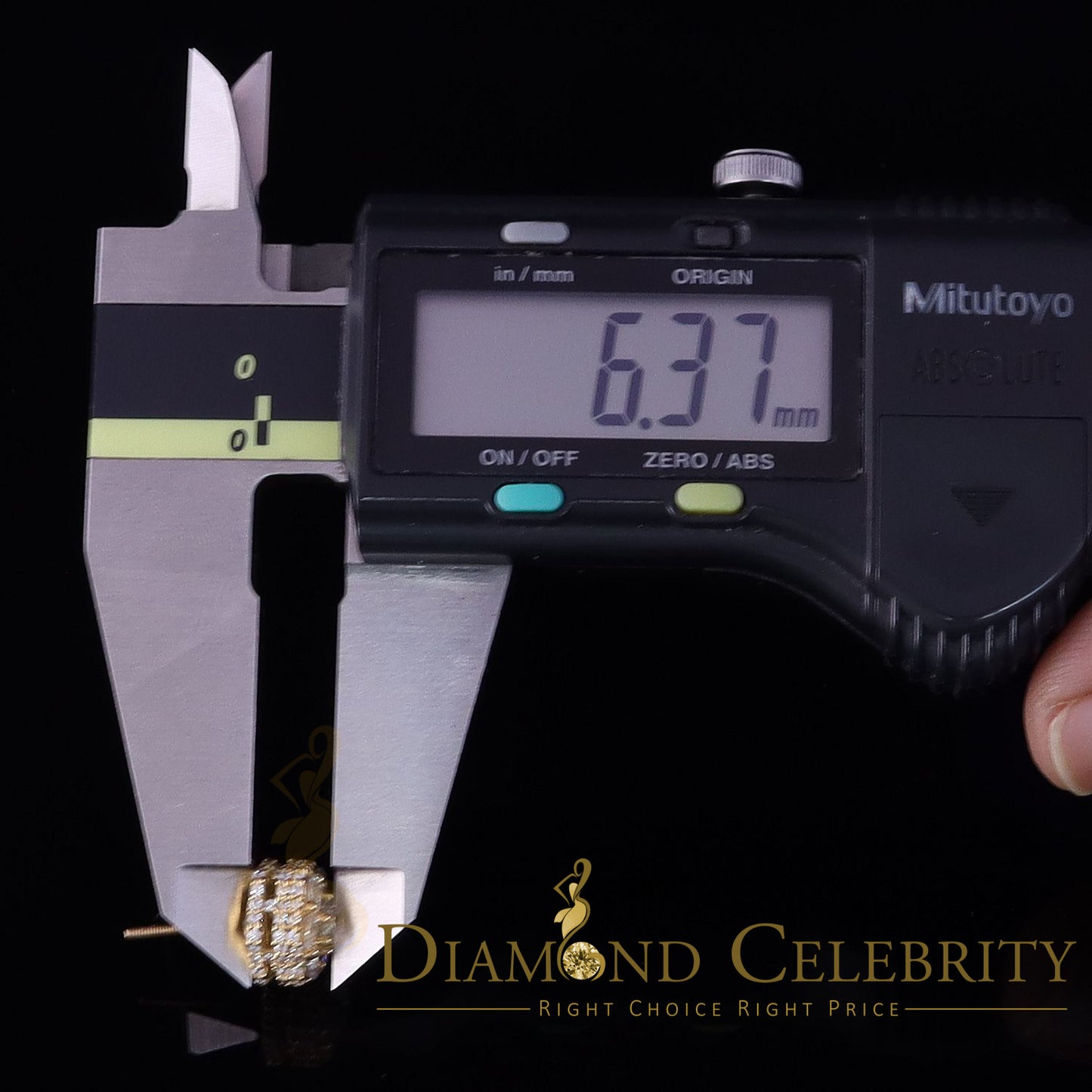 DiamondCelebritees  Round Style Earring 2.00ct Cubic Zirconia 925 Sterling Silver Yellow for He/She