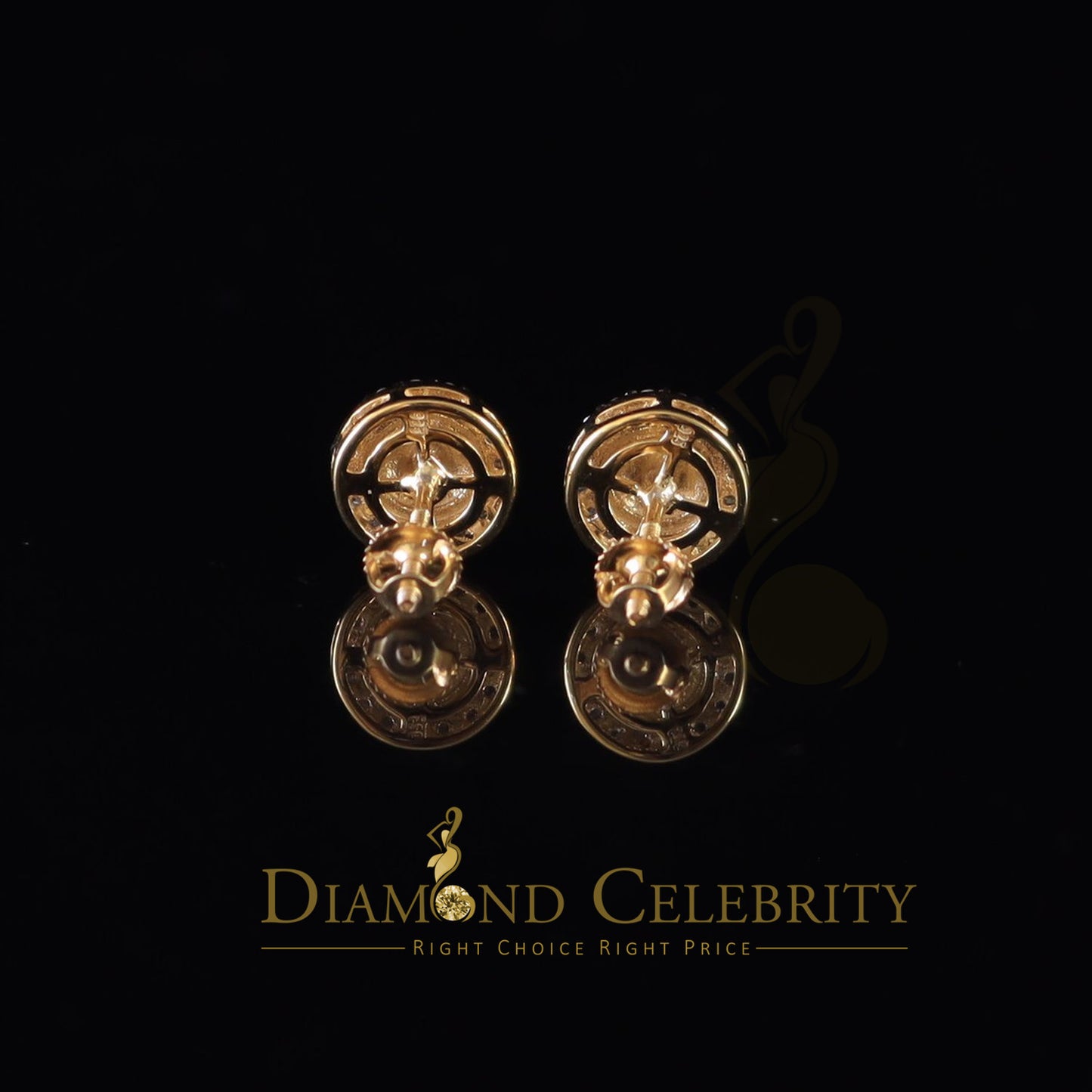 DiamondCelebritees 1.00ct Moissanite Yellow 925 Sterling Silver Women's Circle Shape Nugget Earring