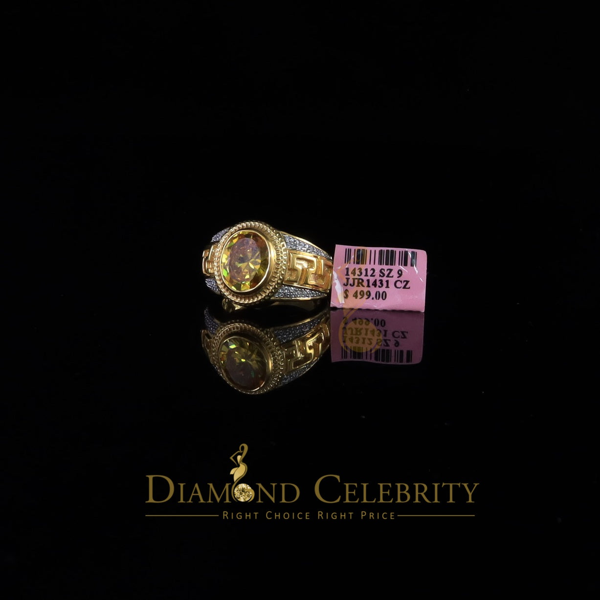 DiamondCelebritees 8.10ct 925 Sterling White Silver Oval Cubic Zirconia Men's Ring Size 9