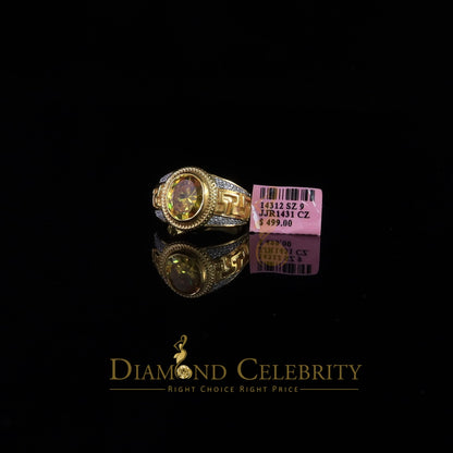 DiamondCelebritees 8.10ct 925 Sterling White Silver Oval Cubic Zirconia Men's Ring Size 9