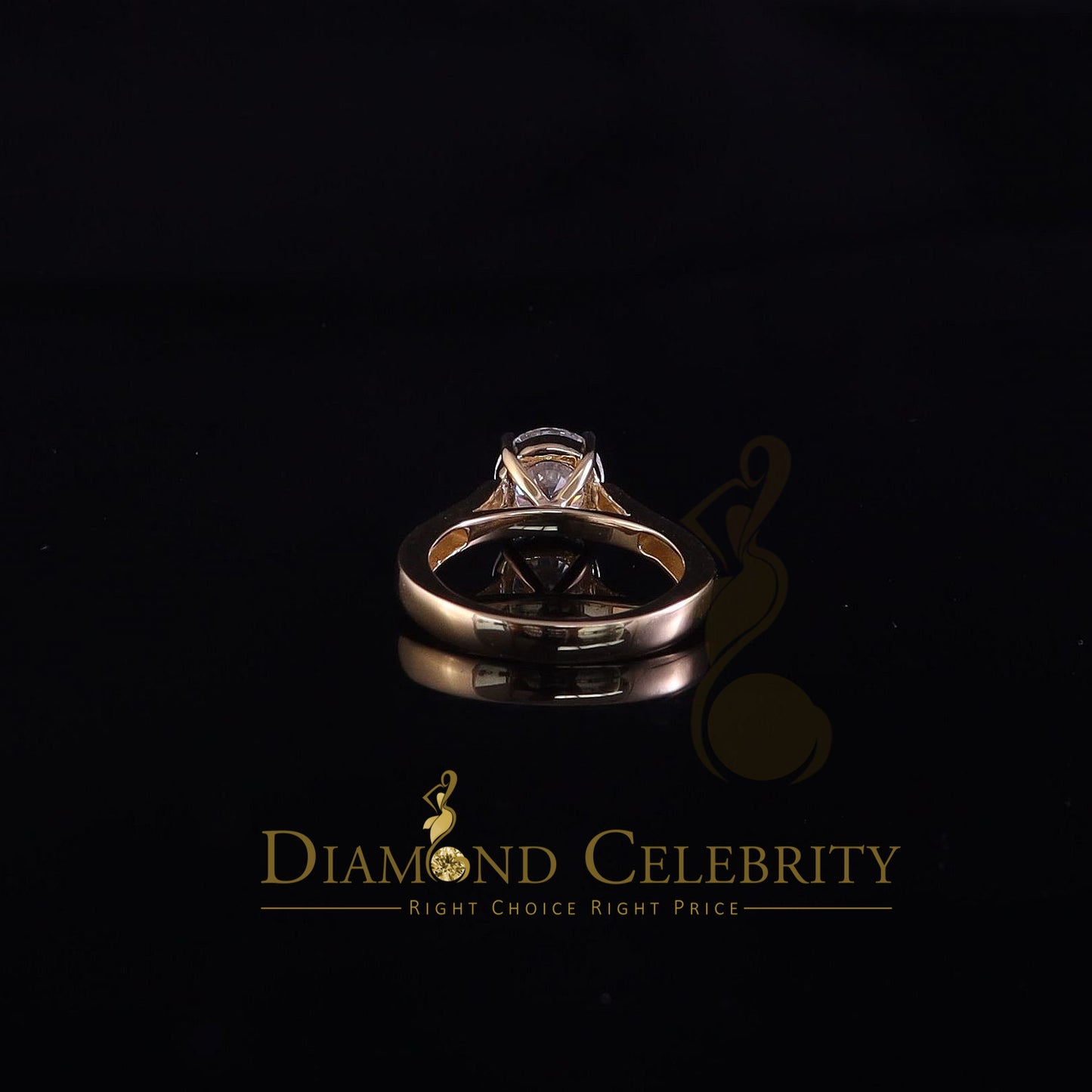 King Of Blings  10K Yellow Gold 2.00CT VVS'FL' D clr Round Solitaire Moissonite Womens Ring S/7