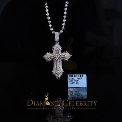 Diamondcelebritees  2.5ct VVS D Moissanite White Tricolor 1.2" Silver Charm Cross Pendant Men/ Women