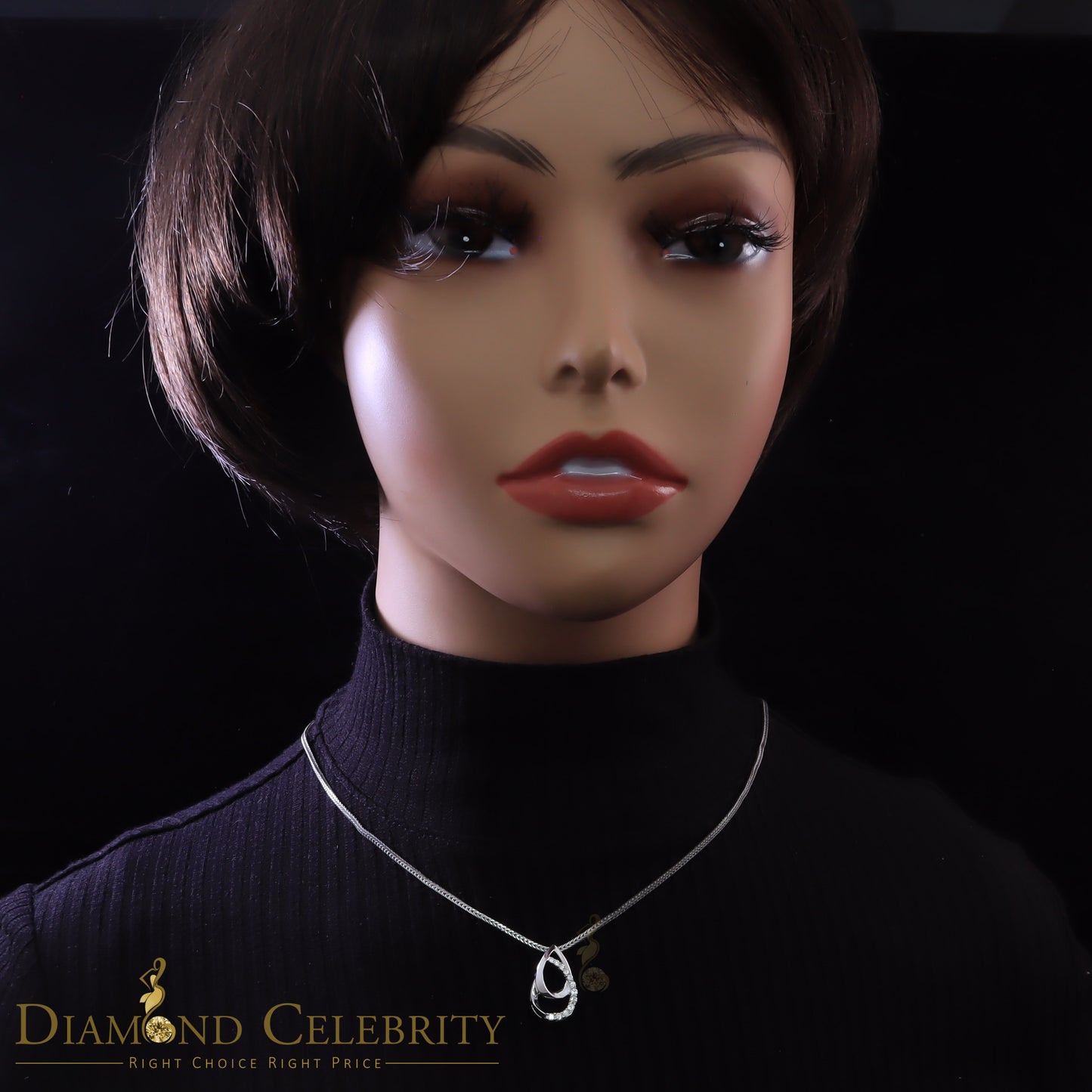 DiamondCelebritees Sterling White Silver Pear Fashion Pendant with 0.00ct Cubic Zirconia