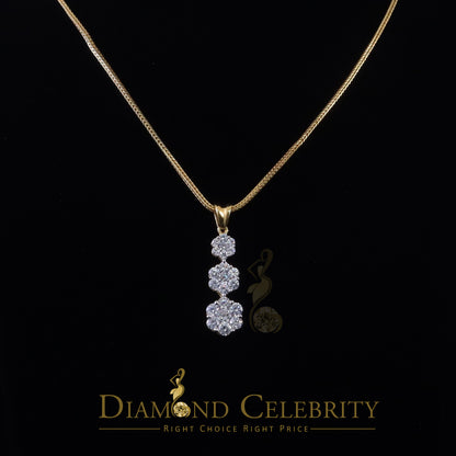 DiamondCelebritees Tripple Flower Shape Yellow 925 Sterling Silver Pendant 5.83ct Cubic Zirconia