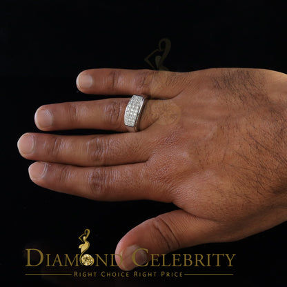 DiamondCelebritees Diamond Celebrity 925 White Sterling Silver 27 Cubic Zirconia Mens Ring Size 8.5