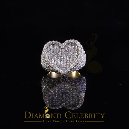 DiamondCelebritees Men's 925 Silver Yellow 7.00ct VVS 'D' Moissanite Stone Heart Rings Size 10