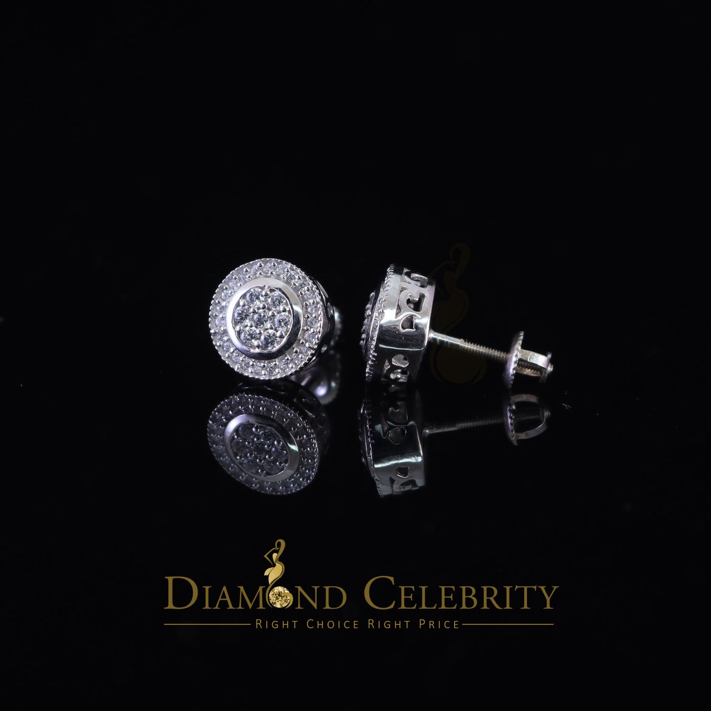 DiamondCelebritees  925 Sterling White Silver 1.59ct Cubic Zirconia Round Women's Stud Earrings