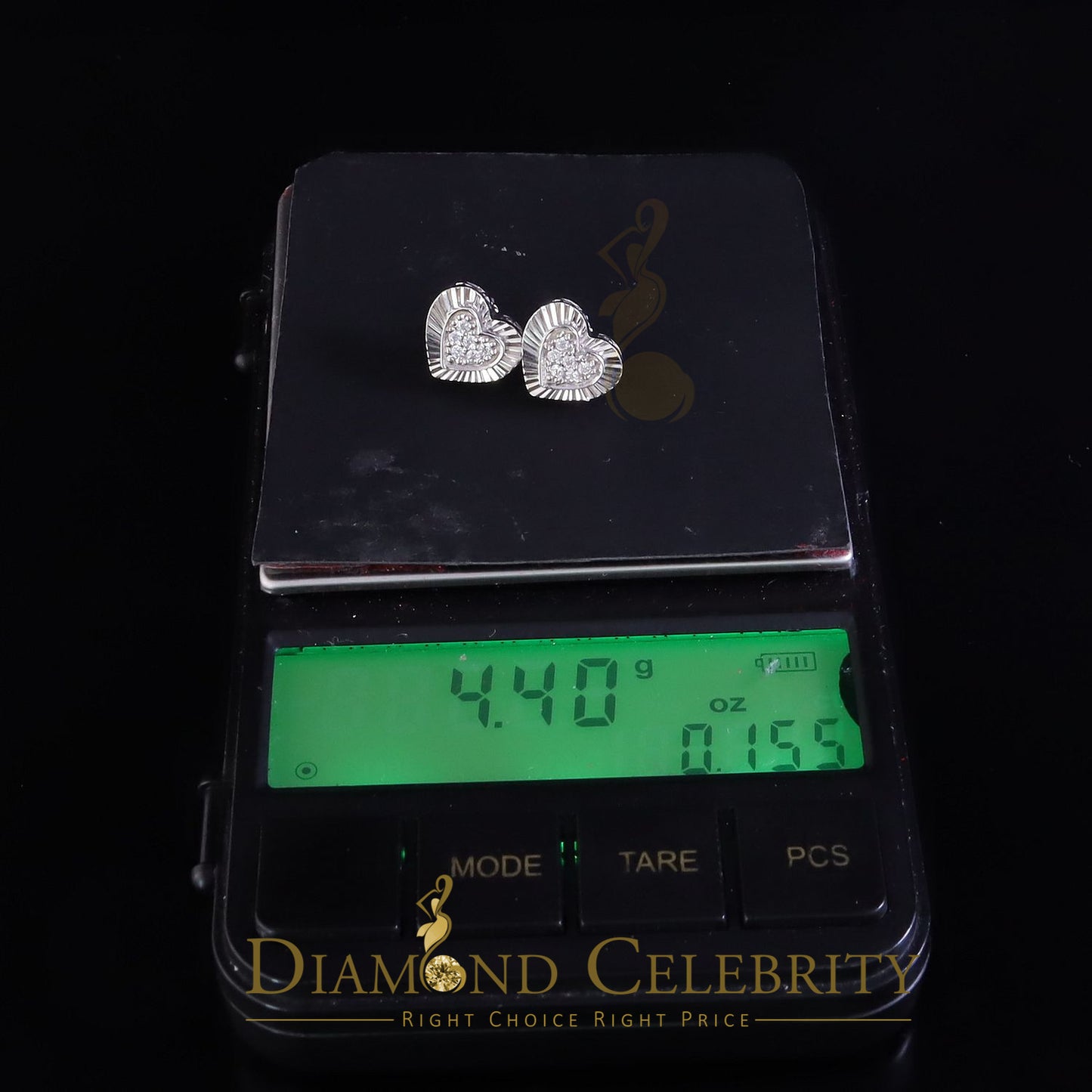DiamondCelebritees  925 White Sterling Silver 1.36ct Cubic Zirconia Heart Women's Stud Earrings