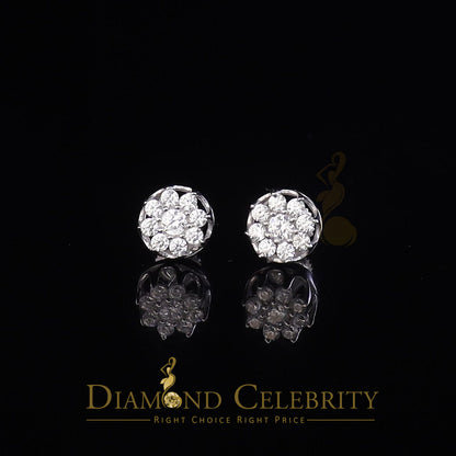 DiamondCelebritees  White 925 Silver Cubic 0.14ct Zirconia Women's & Men's Hip Hop Flower Earrings