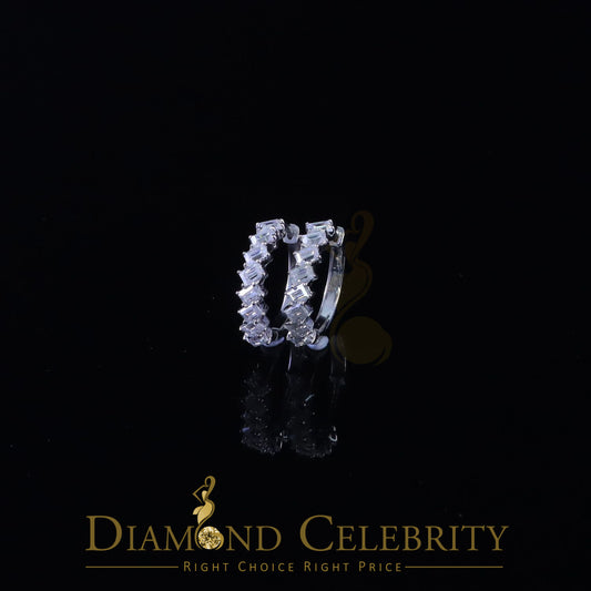 Diamondcelebritees 1.48 ct Moissanite Baugutte White 925 Sterling Silver Women's Hoop Earrings