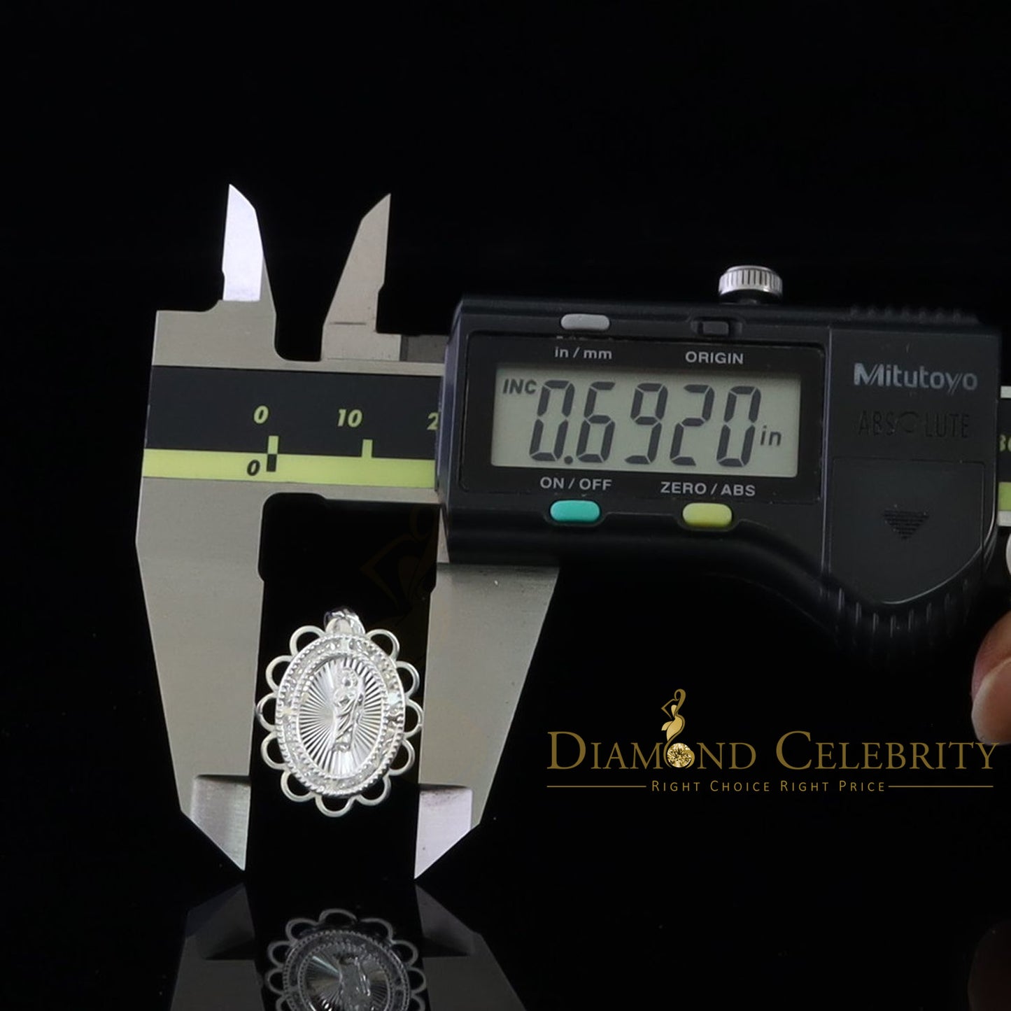 DiamondCelebritees 925 Silver Men/Women Flower Design St.Jude Mini CZ Stone Pendant White Religious