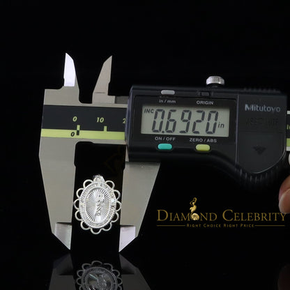 DiamondCelebritees 925 Silver Men/Women Flower Design St.Jude Mini CZ Stone Pendant White Religious